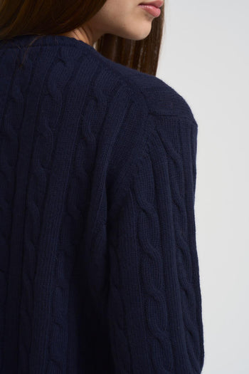 Maglia donna a trecce blu - 4