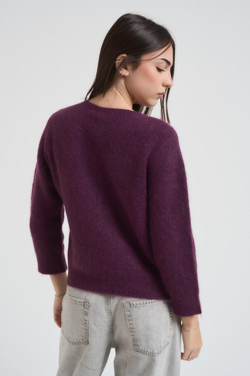 Maglia donna scollo a barca melanzana - 2