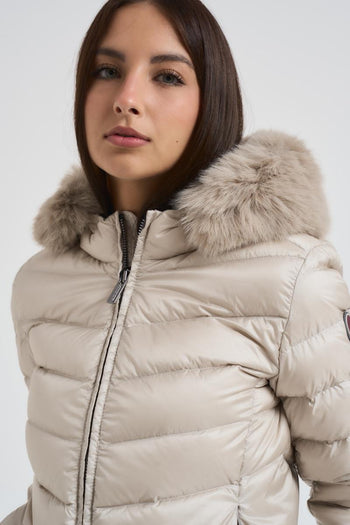 Piumino donna panna in nylon trapuntato - 3