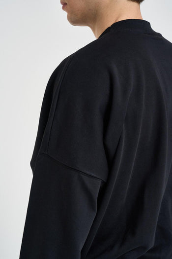 Felpa uomo girocollo nera<BR/> - 4