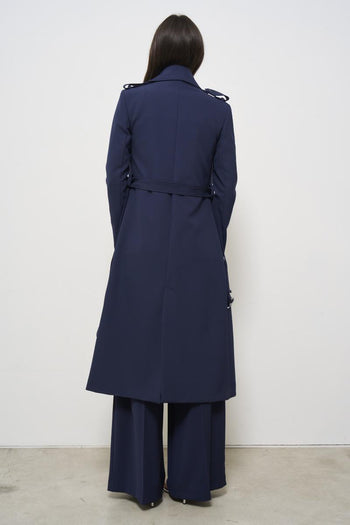 Women's double-breasted trench coat in blue - 4