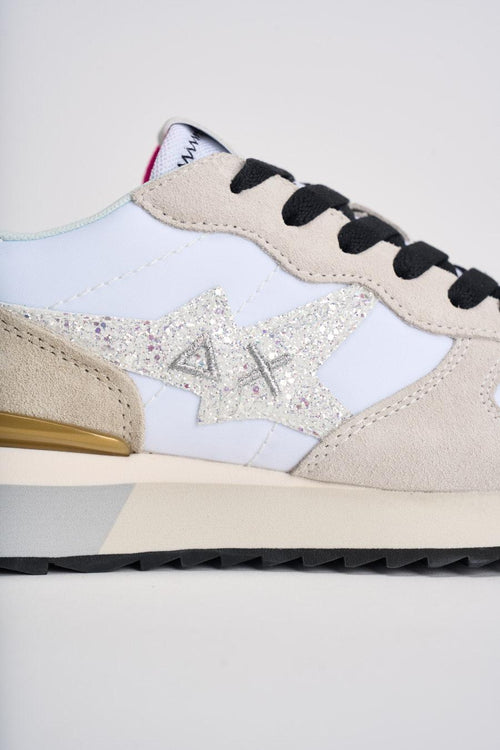 Sneakers donna suede bianco e beige - 2