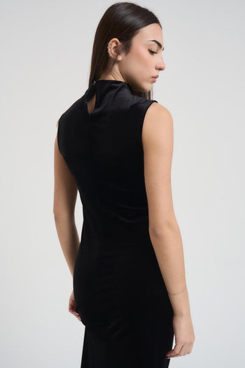Abito donna lungo in velluto nero - 8