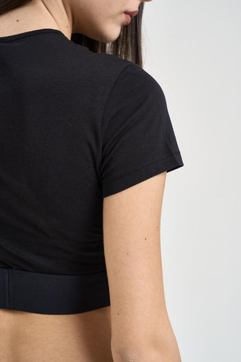 Top donna cropped nero con logo - 5