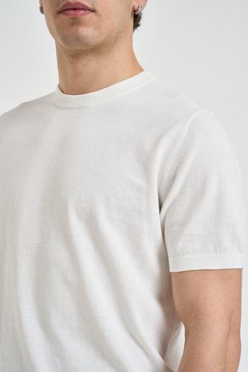 T-shirt uomo girocollo in maglia bianca - 3