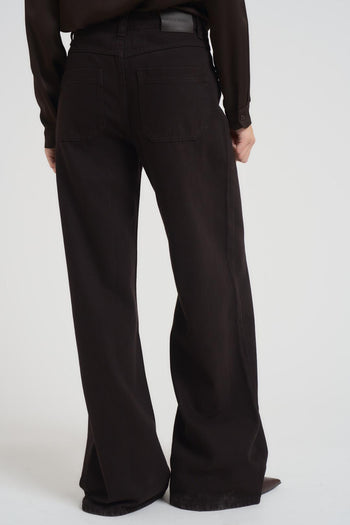 Jeans donna a palazzo in denim marrone - 4