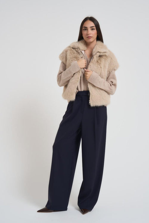 Gilet eco pelliccia donna beige