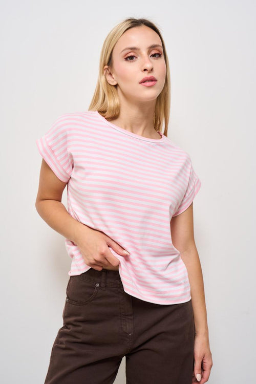 T-shirt donna girocollo rosa - 2