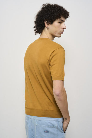 T-shirt uomo in maglia ocra - 4