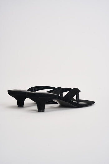 Sandali donna infradito in suede nero - 6