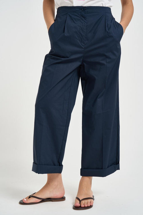 Pantalone donna con pinces blu