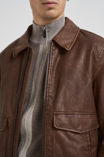 Bomber uomo in ecopelle moro - 3