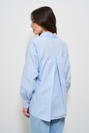 Camicia donna celeste con nodo - 4