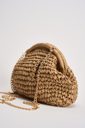 Borsa donna in rafia cammello - 3
