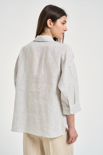 Camicia donna a righe bianche e blu - 4