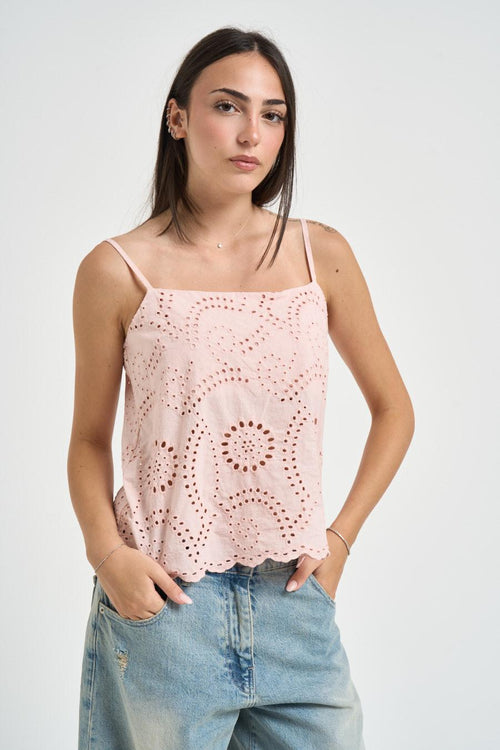 Top donna traforato rosa cipria - 1
