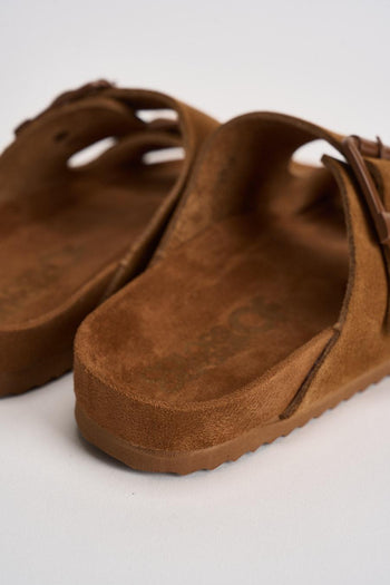 Sandalo donna in suede cammello - 7
