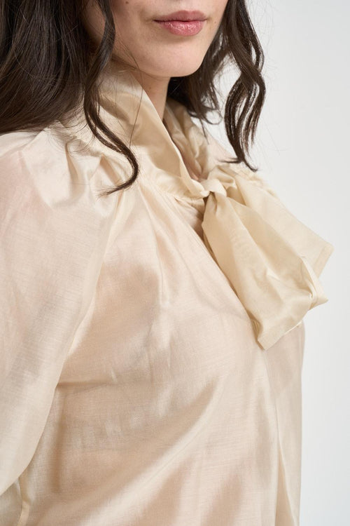 Blusa donna con fiocco burro - 2