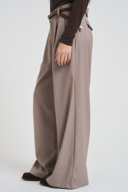 Pantalone donna a palazzo tortora - 2