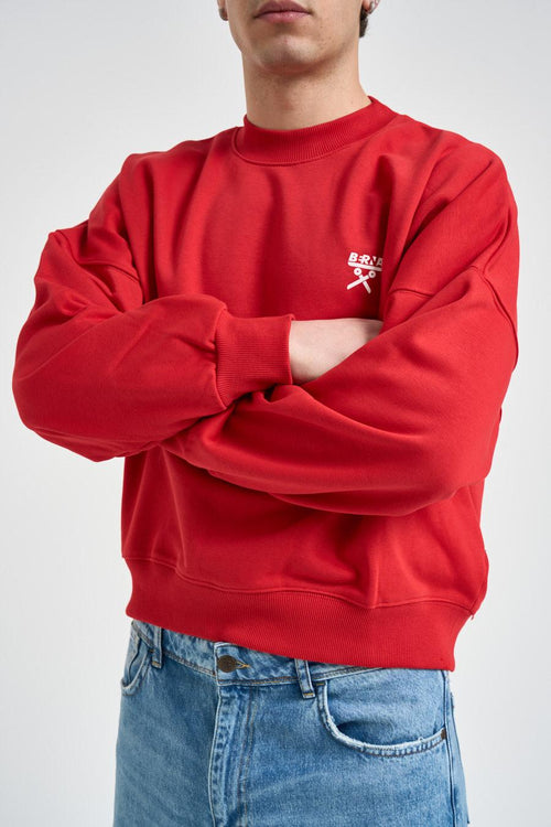 Felpa uomo girocollo rossa<BR/> - 2