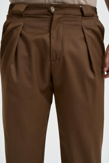 Pantalone uomo con pinces marrone - 4