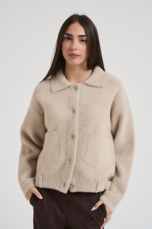 Bomber donna in ecopelliccia beige
