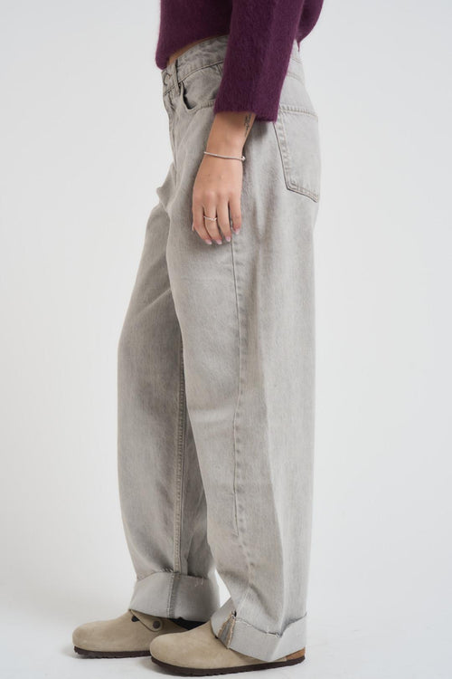 Jeans donna wide leg grigio chiaro - 2