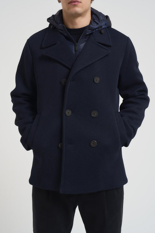 Cappotto uomo con pettorina in nylon blu