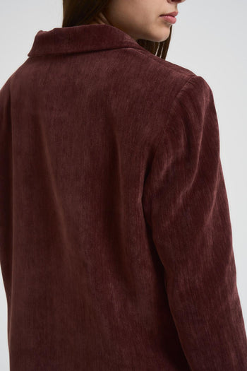 Giacca donna monopetto in velluto bordeaux - 5