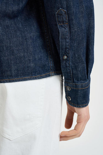 Camicia uomo in denim blu - 7