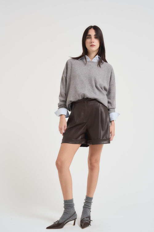 Short donna in ecopelle moro - 1