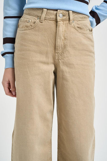 Jeans donna gamba dritta in denim beige<BR/> - 4