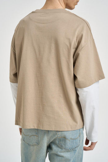 T-shirt uomo struttura a doppio strato bianca e beige - 4