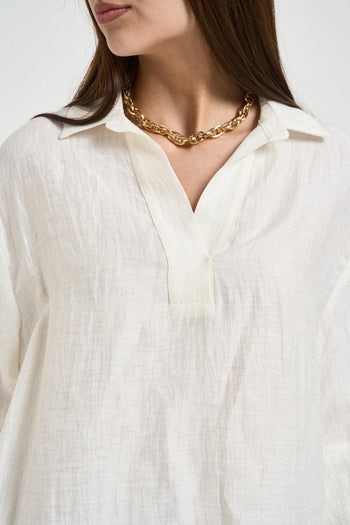 Blusa donna scollo a V avorio - 3