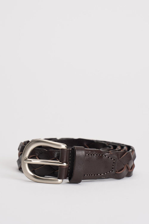 Cintura uomo in pelle intrecciata marrone