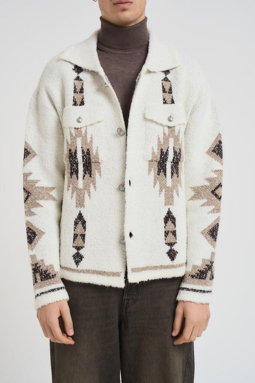 Cardigan uomo a fantasia bianco