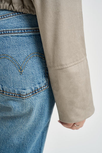 Giacca donna in suede verde salvia - 6