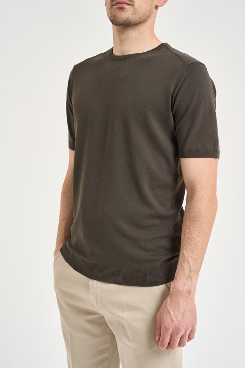 T-shirt uomo in maglia verde militare