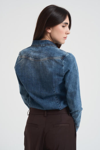 Camicia donna blu denim - 4
