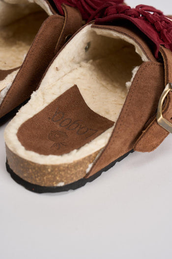 Sabot donna in suede marrone con frange - 6