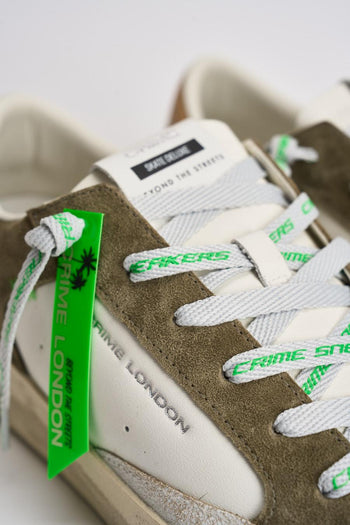 Sneakers uomo bianca e suede verde militare - 5