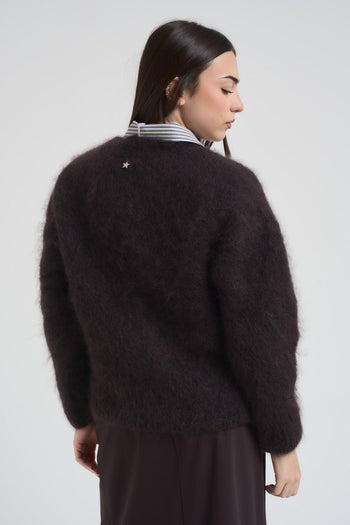 Cardigan donna corto cioccolato - 4