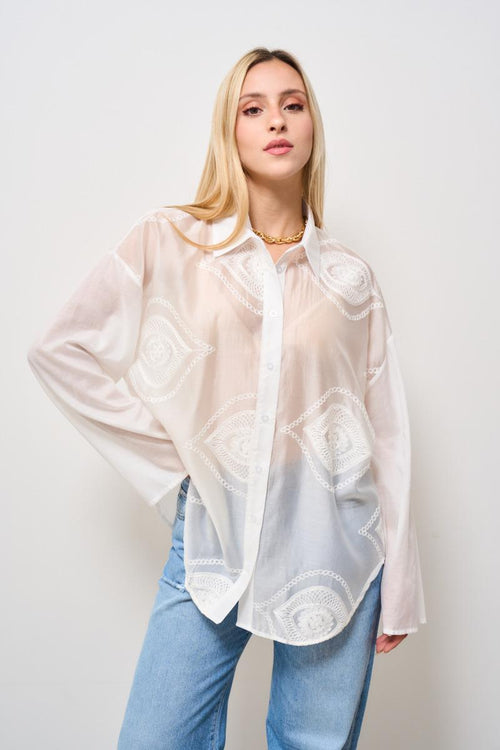 Camicia donna bianca con ricami