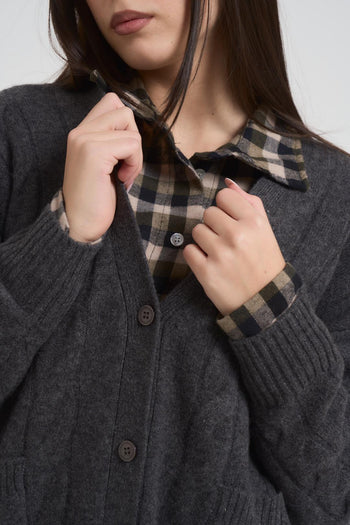 Cardigan donna in maglia grigio antracite - 3