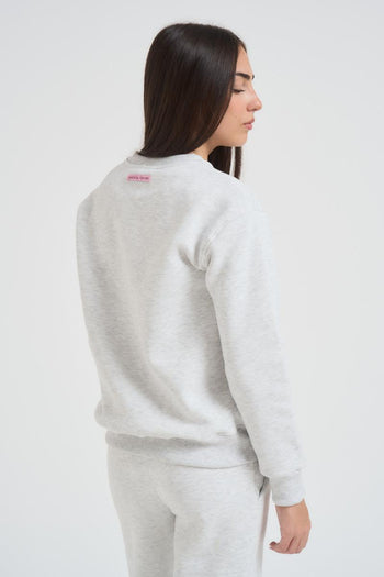 Felpa donna girocollo grigio chiaro - 5