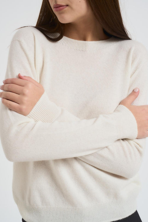 Maglia donna girocollo panna - 2