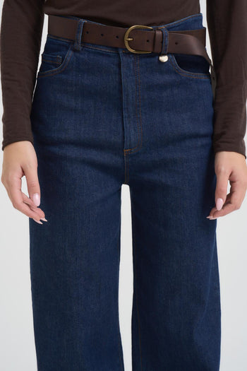 Jeans donna gamba dritta in denim scuro - 4