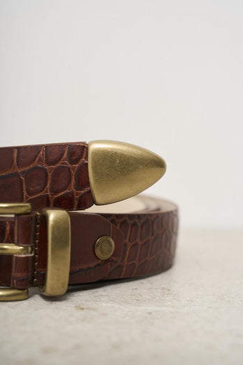 Men's crocodile print leather belt - 3