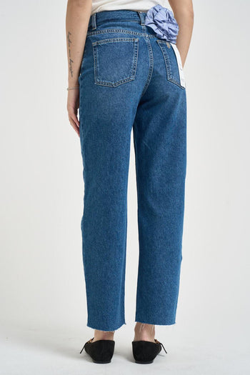 Jeans donna gamba dritta in denim blu - 4