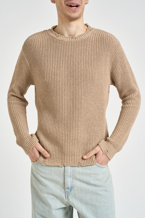 Maglia uomo con rotture beige